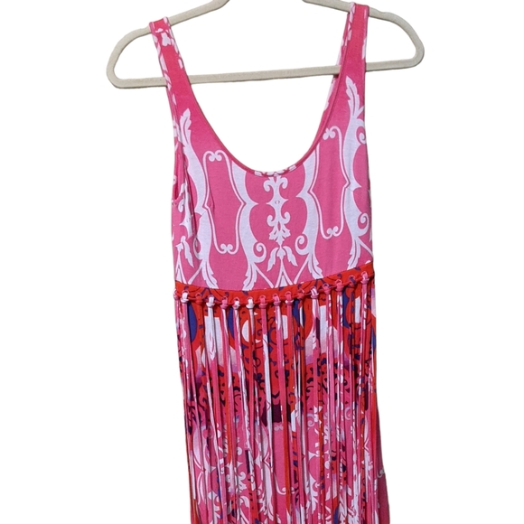 Bebe fringe jersey dress party going out Moroccan print XS - Picture 11 of 13